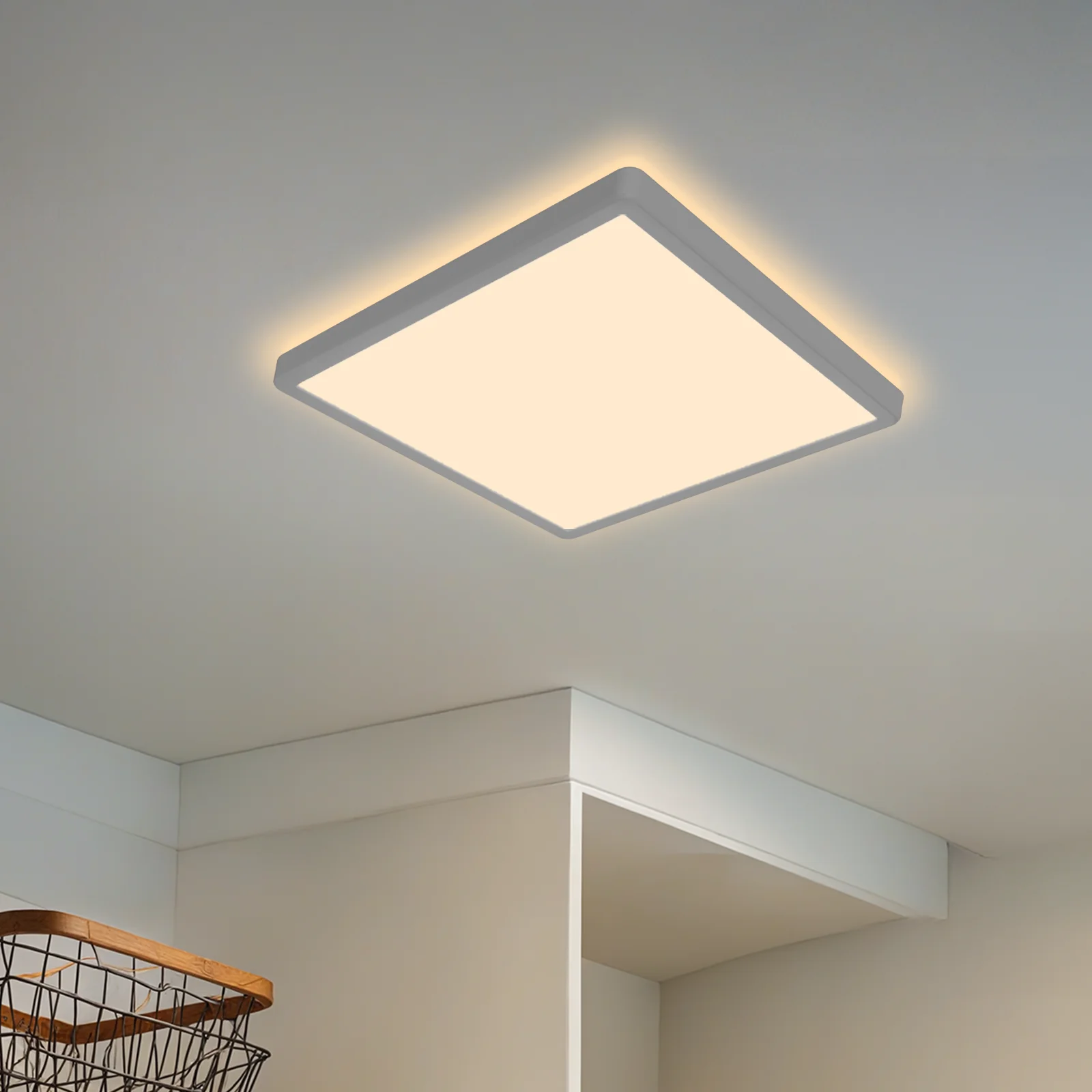Lampa Sufitowa LED Kwadratowa Ultracienka 24W 3000K-6500K 2400lm IP44 z Pilotem Nowoczesna do Sypialni Lampa LED Pokój Lampa Sufitowa Dekoracja Domu