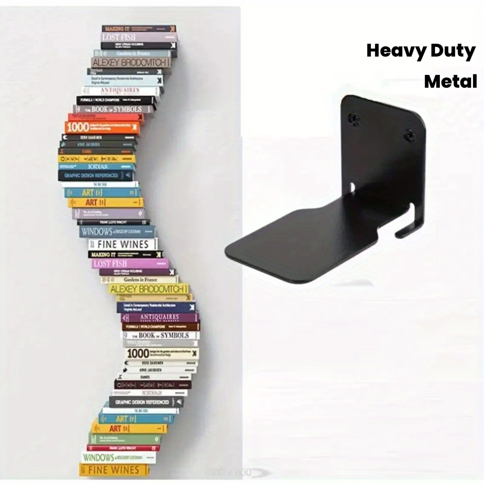 4pcs Matte Black Metal Floating Bookshelf - Wall-Mounted Heavy-Duty Organizer for Teachers, Libraries, Living Rooms, Bedrooms