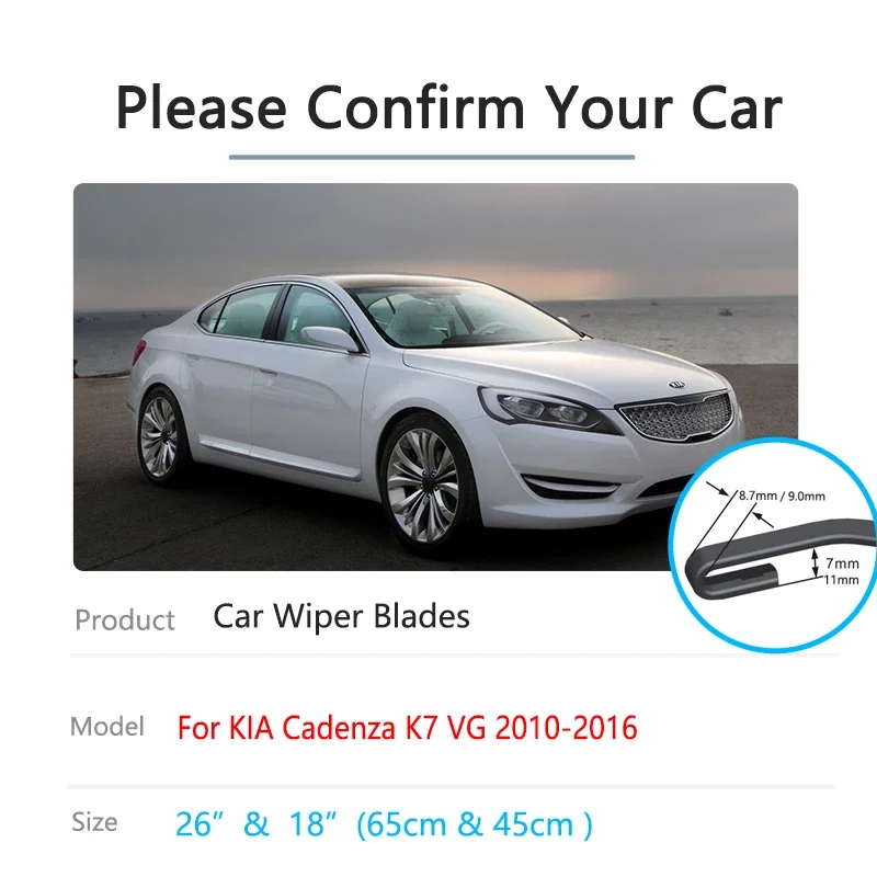 For KIA Cadenza K7 VG MK1 2010~2016 Frameless Wiper Blades Cutter Rubber Window Windshield Windscreen Auto Cleaning U J Hook