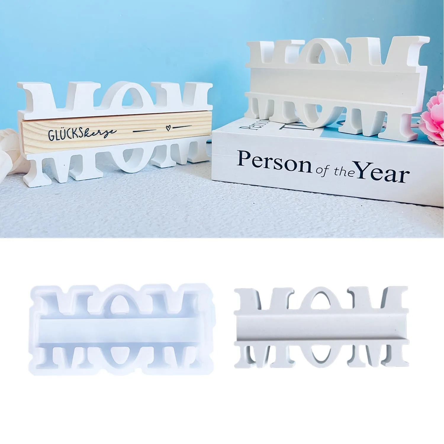 2026 Best-Selling Mould MOM Plug-In Holder Silicone Mold Mother's Day DIY Gift Plaster and Resin Home Decoration Circular Molds