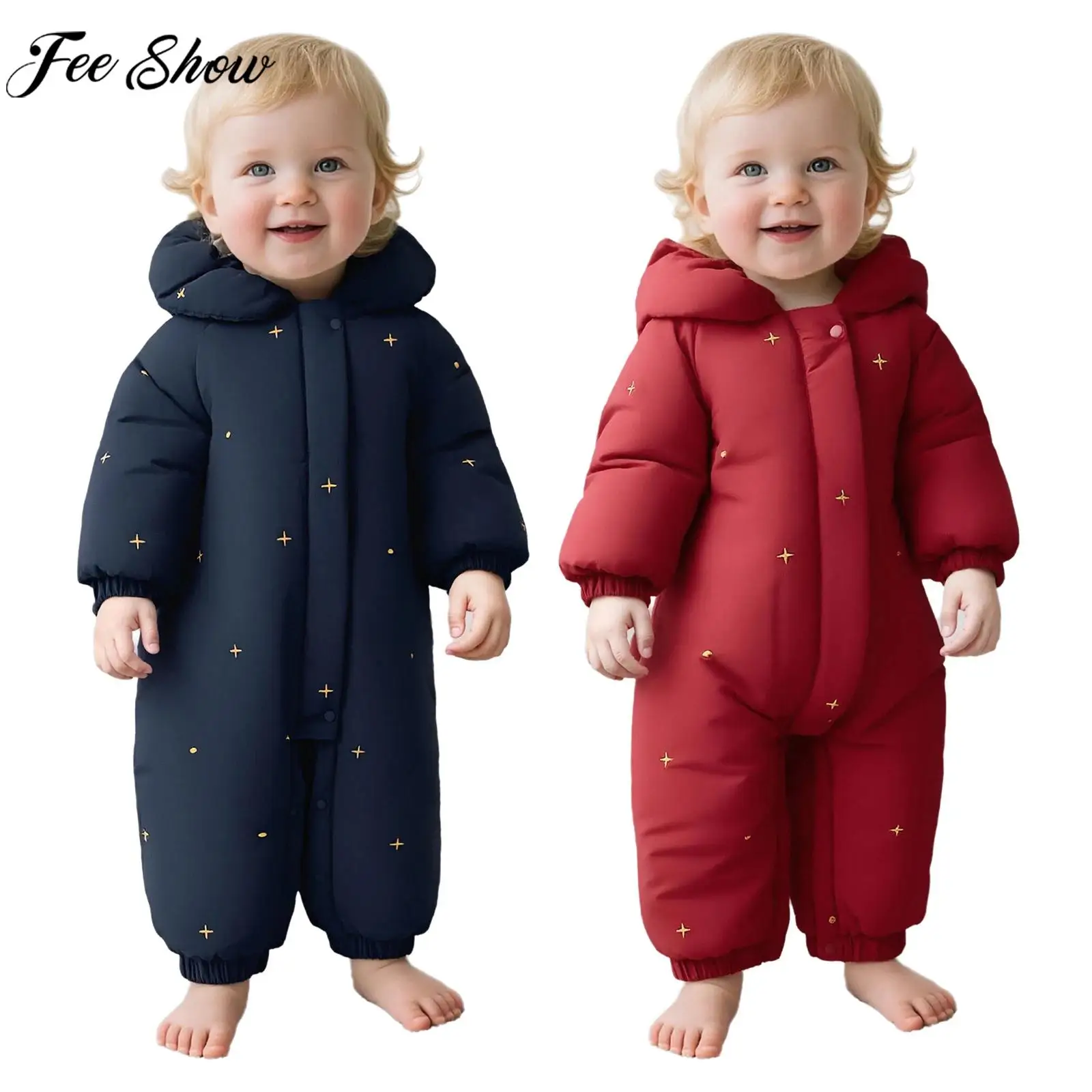 

Зимние теплые комбинезоны с капюшоном и хлопковой подкладкой для малышей, зимний комбинезон с длинными рукавами и принтом на молнии, утепленная толстовка с капюшоном, комбинезон, верхняя одежда