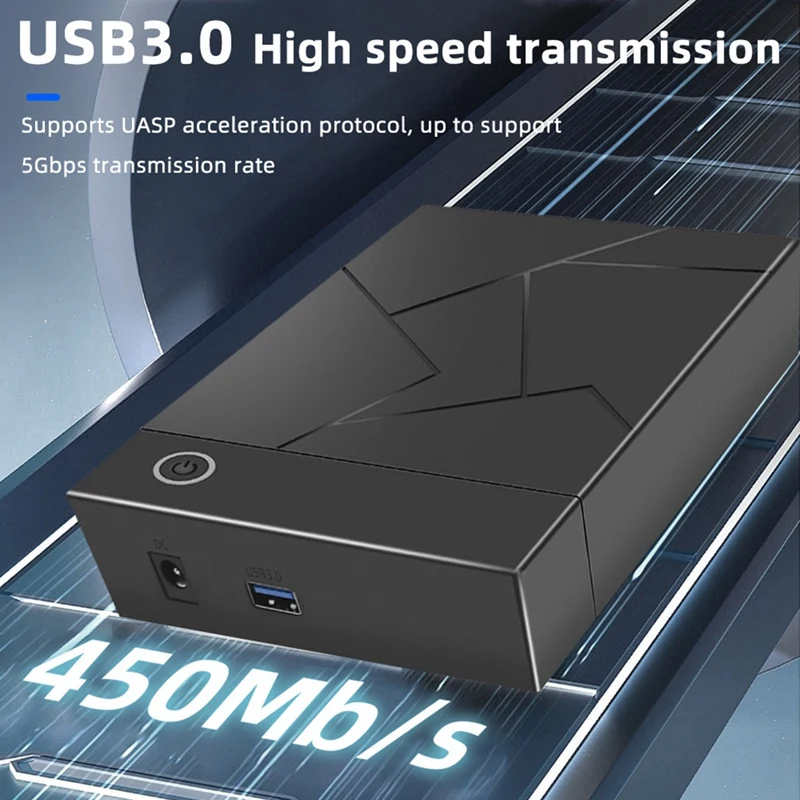 3.5 Inch HDD Enclosure USB 3.0 To SATA Hard Drive Case SSD Enclosure External Solid State Hard Drive Disk Box-US Plug Durable