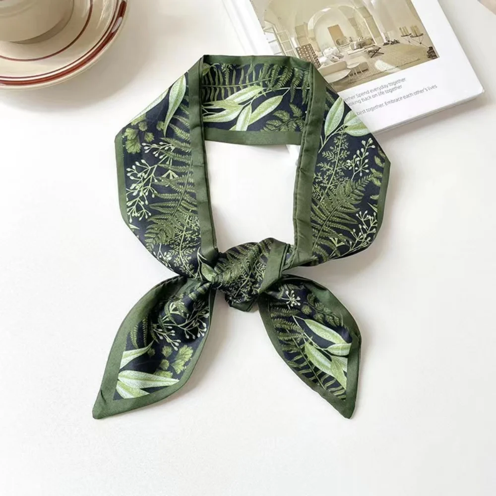 92X7cm Fashion Print Silk Hairband Women Girl Neck Tie Bag Ribbon Silk Skinny Scarf Ladies Floral Scrunchie Headbands Gift