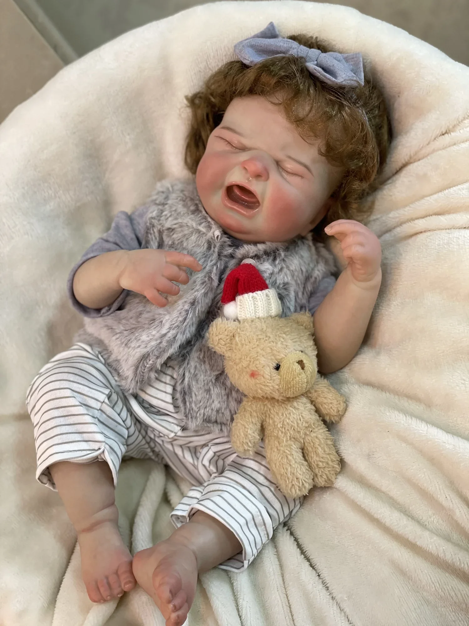 50cm Maria Bebe Reborn Girl Cuddly Full Body Silicone Vinyl Reborn Dolls With Rooted Hair 3D Paint Skin Newborn Doll