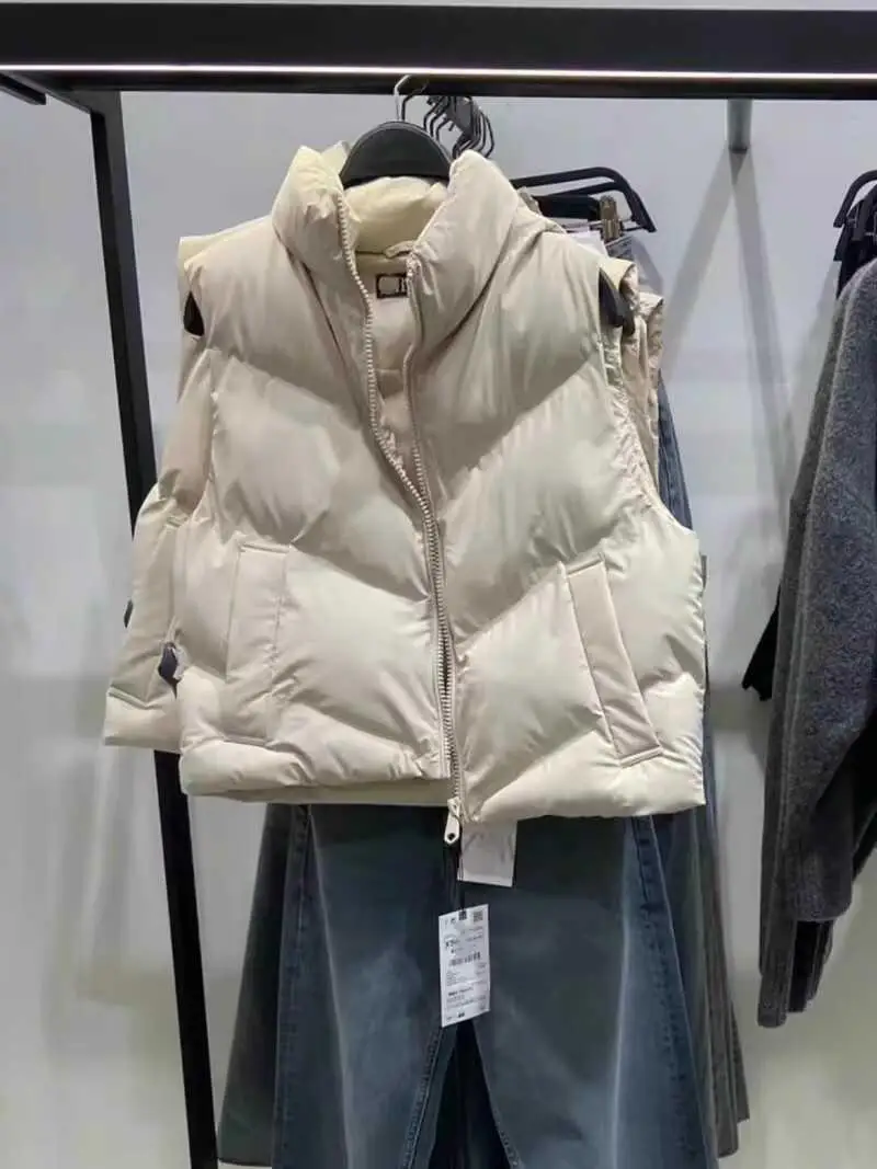 

Осень-зима, Новое поступление, женский легкий хлопковый жилет с воротником-стойкой, тюнер, универсальный однотонный жилет на молнии...