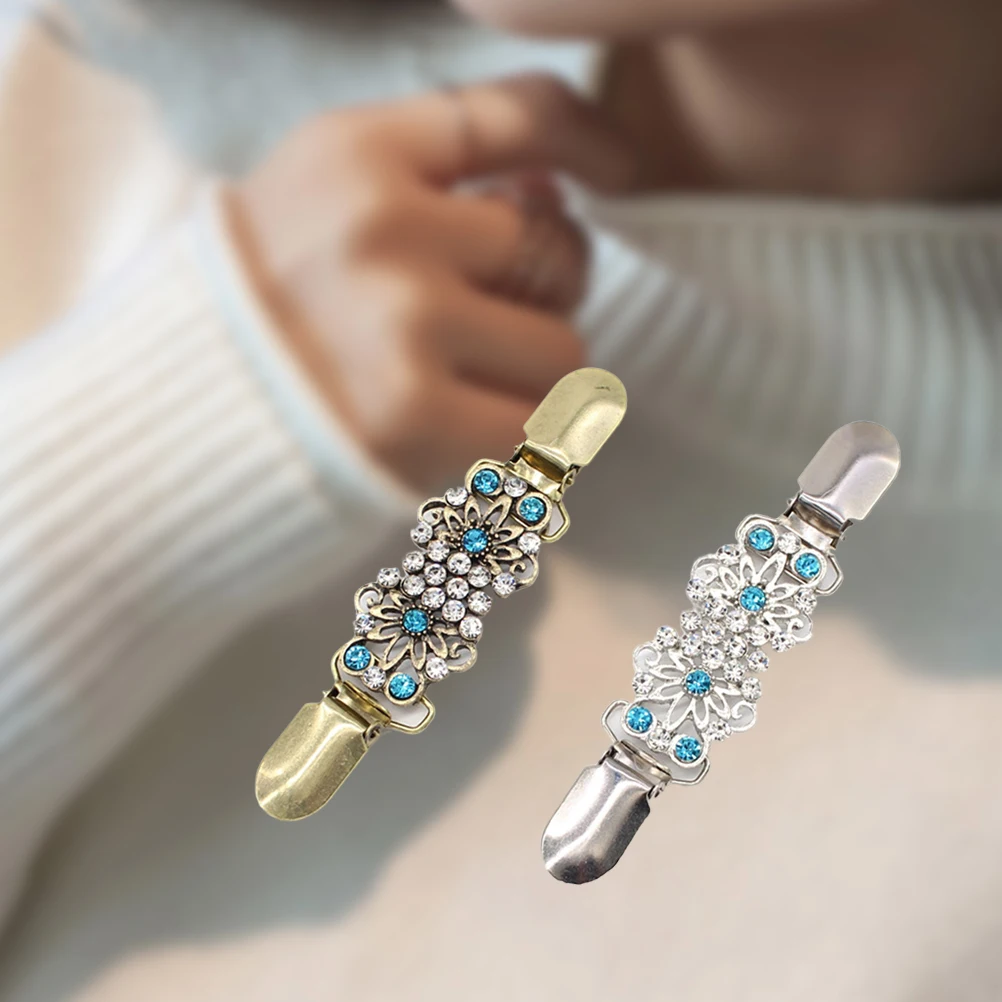

2pcs Lightweight Alloy Vintage Sweater Shawl Collar Clip Cardigan Pins Gifts for Men Women Fashion Accessories Breastpin Clips