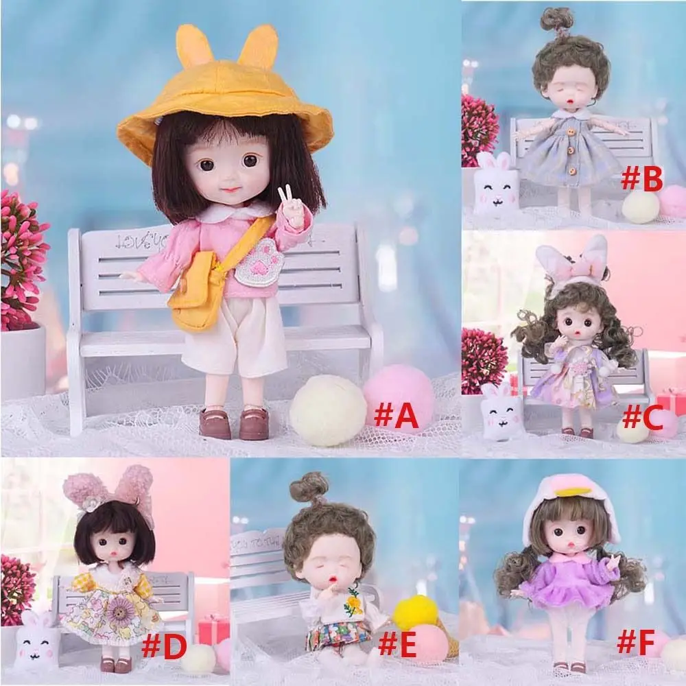 Fashion Doll Curly Wig Movable Joints DIY Toy Doll Pocket Joint Doll Figure Action Toys 1/12 BJD Doll Mini BJD Dolls