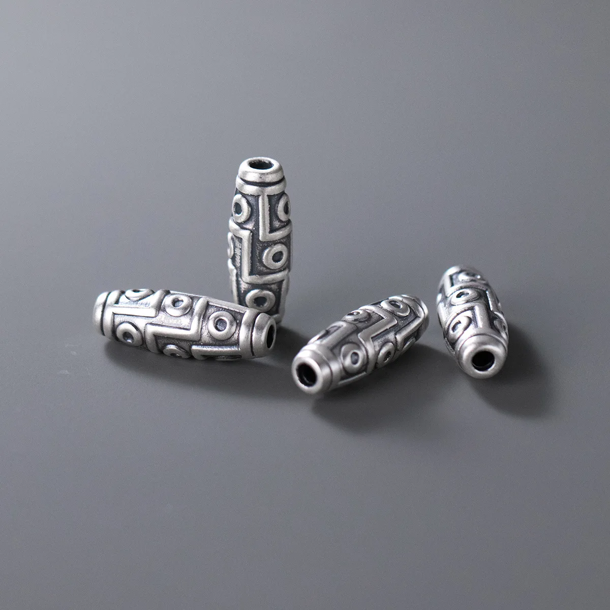 1pc/lot 999 Pure Silver Tibetan Style Oval Loose Beads 21.5x7.5mm Olive Shape 999 Silver Beads Spacers DIY Jewelry Accessories