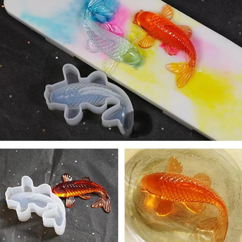 Lucky Carp Fish Shapes Silicone Resin Mold Jewelry Fishtail UV Epoxy Resina Mold*..