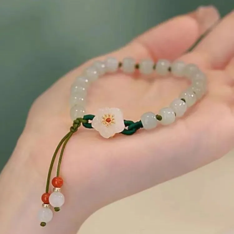 Program jewelry jade beads small peach blossom braided bracelet female niche design student best friend gift jewelry bracelet