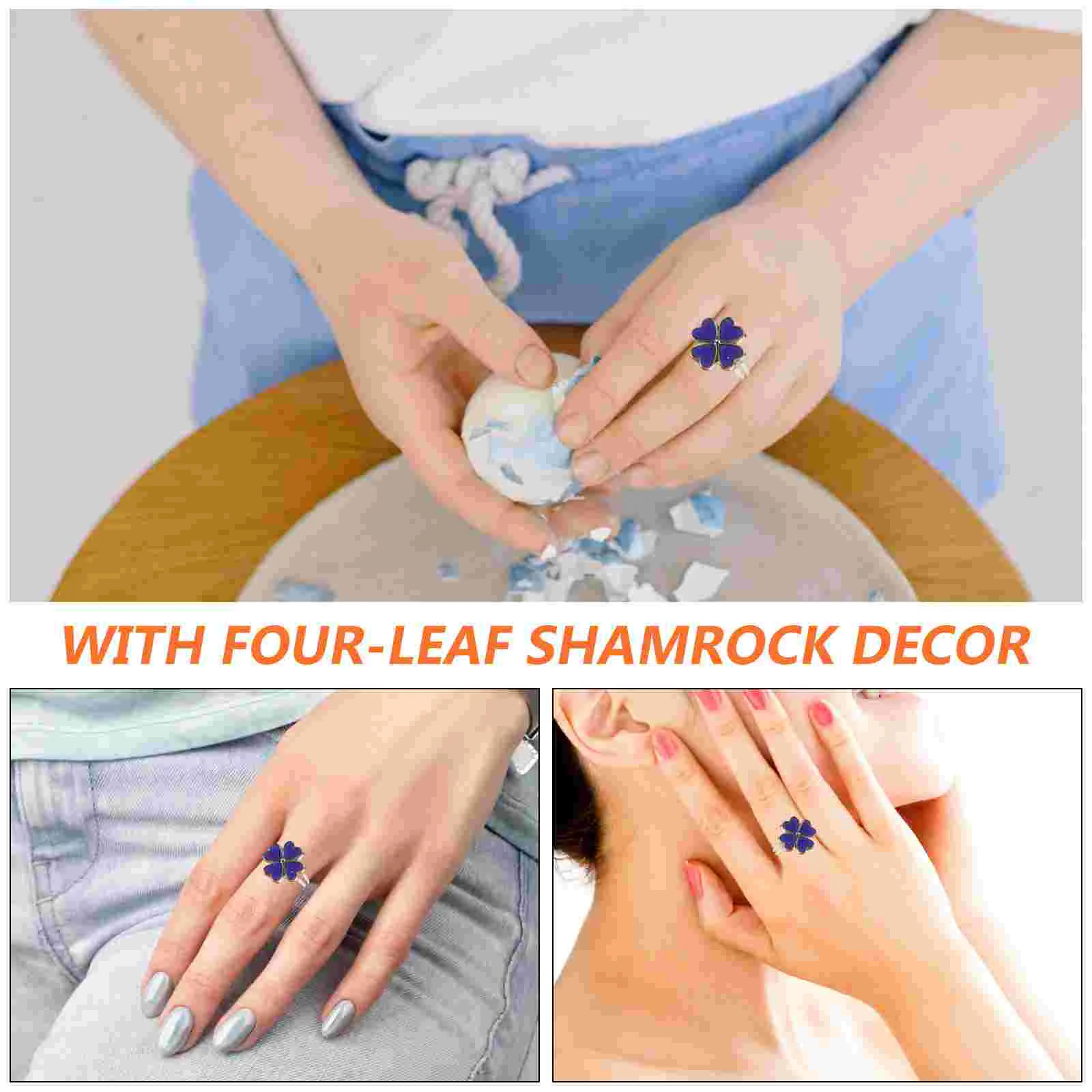 Color Change Ring Mood Ring Decorative Ring Cute Ring Four-leaf Shamrock Ring for Girl four-leaf shamrock rings