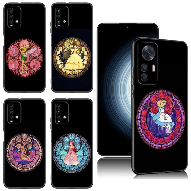 Disney Black Princess Phone Case For Xiaomi Redmi 11 Prime 11A 12C 13C A1 A2 + A3 12 4G 10 5G 9A 10A 9C 10C 9i 12R 13R Note 9T