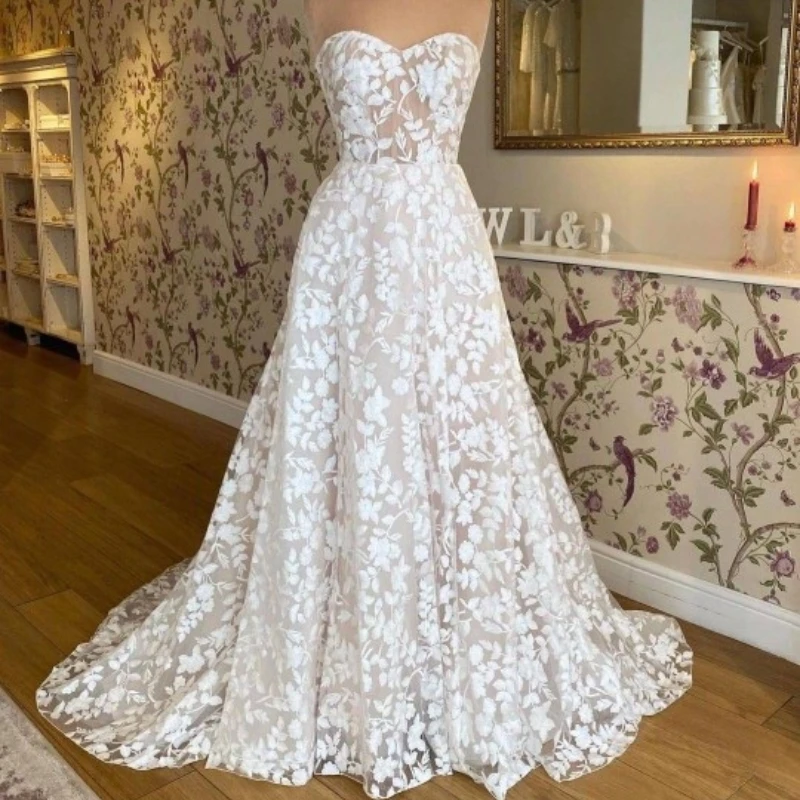 

Customized Vestido De Noiva Vintage Lace Boho Sweetheart Princess Wedding Dresses Bridal Gowns
