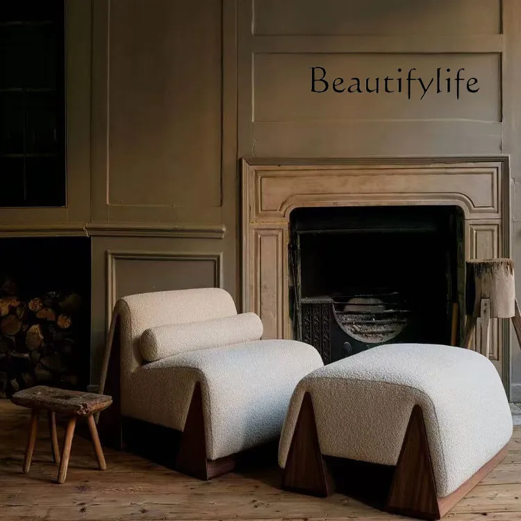 

Nordic light luxury solid wood sofa chair designer creative niche hotel B & B living room leisure single