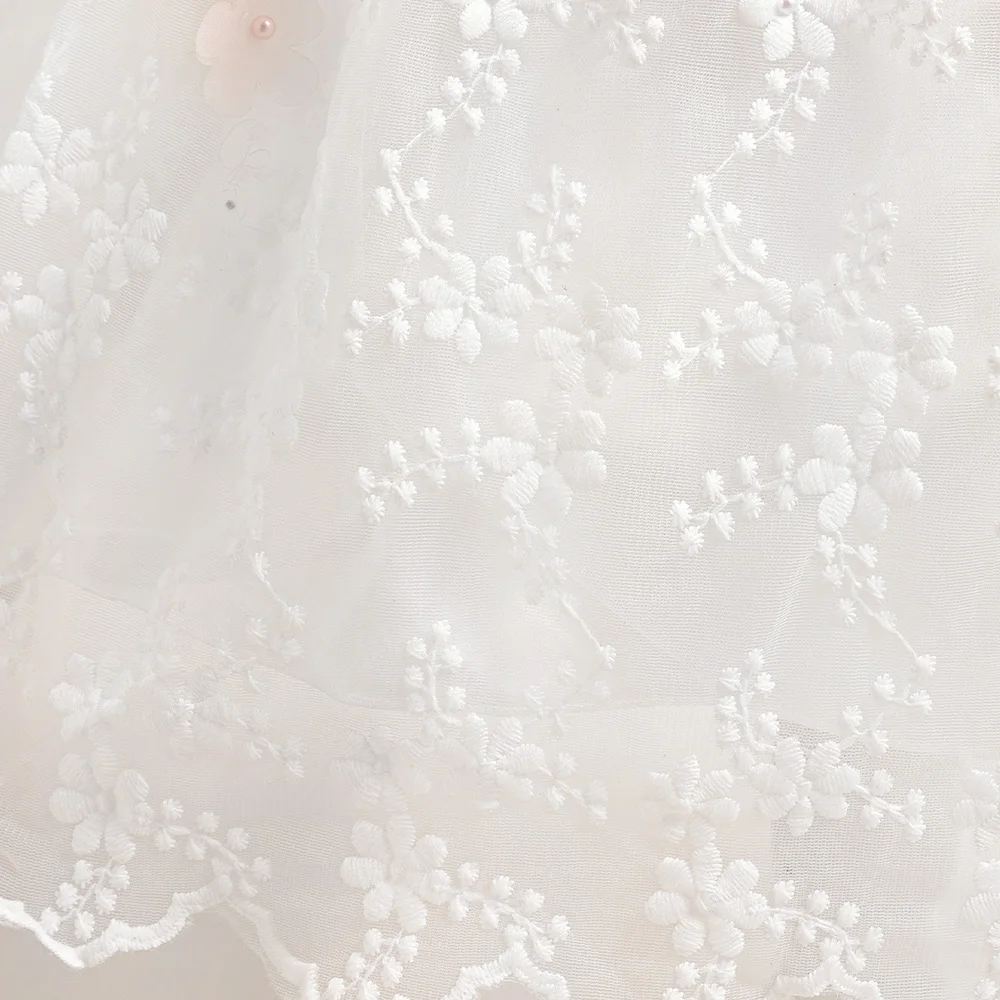 Robe de Soirée Élégante en Tulle Blanc pour Fille, Tenue de Bal pour 1er Anniversaire, Vêtements à la Mode pour Bébés et Enfants en Bas Âge, Costumes de Vacances 03