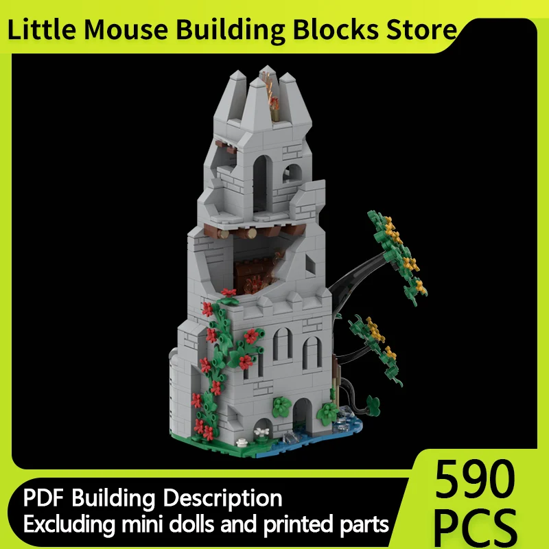 

Medieval Castle Model MOC Building Bricks Forest Beacon Ruins Modular Technology Gifts Holiday Assemble Children Toys Suit