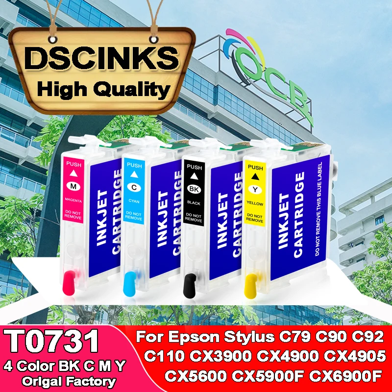 4pcs T0731 ink cartridge T0731-T0734 For Epson Stylus C79 C90 C92 C110 CX3900 CX4900 CX4905 CX5600 CX5900F CX6900F printer