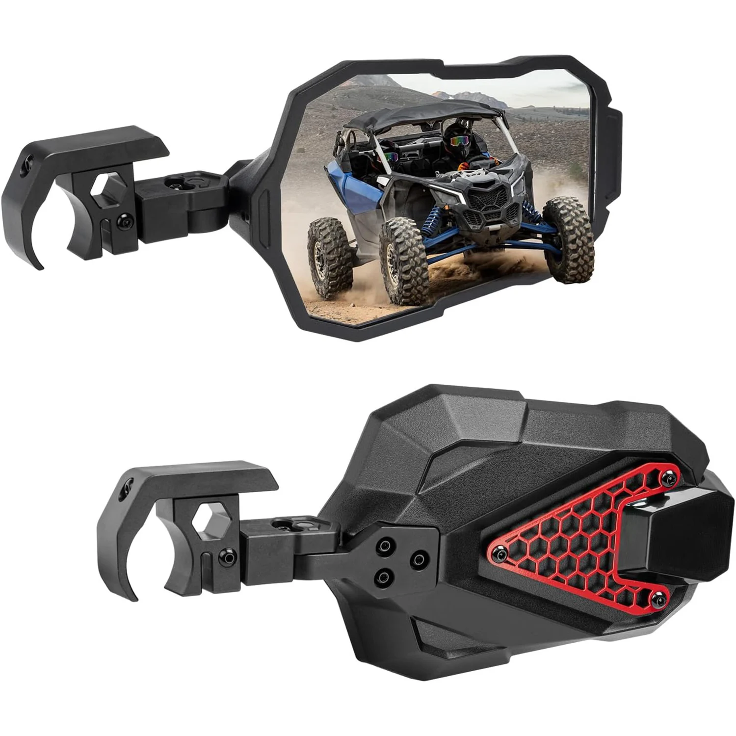 

UTV Adjustable Side Mirrors Universal Fits 1.5"-2" Roll Bar Cage Compatible with Polaris RZR For Can Am Maverick X3 For Yamaha