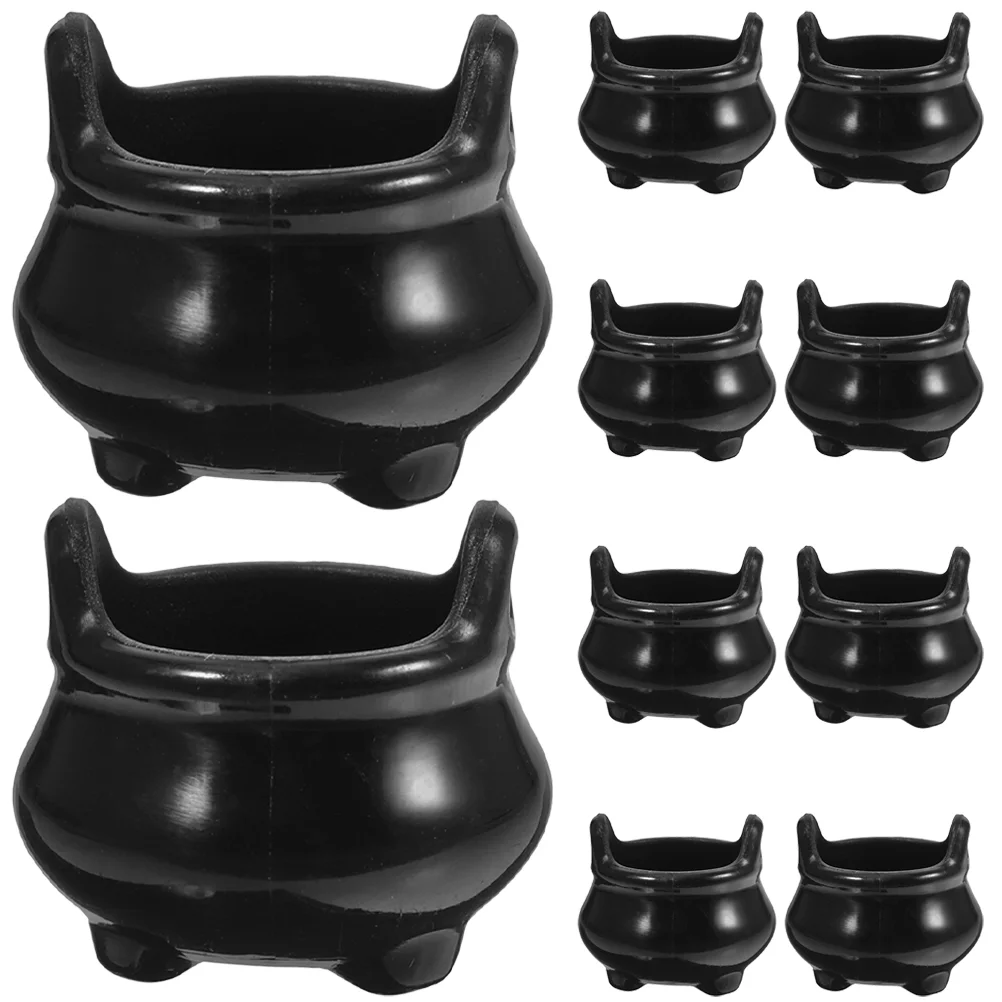 12 Pcs Miniature Cauldron Ornaments Halloween Pots Kettle Water House Kettles Party Toy Small Micro Landscape Decor