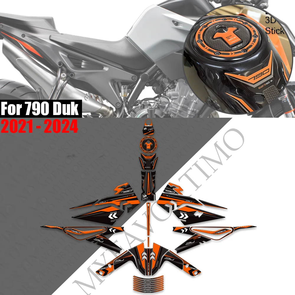 

For 790 Duk 2021 - 2024 Motorcycle Tank Pad Cap TankPad Gas Fuel Oil Kit Knee Stickers Decals Protector