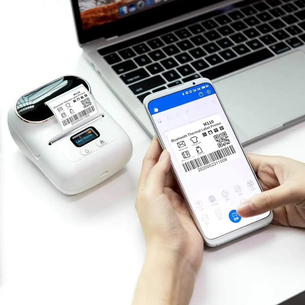 10 Rolls of White Thermal Label Stickers 40X30Mm, Each Roll Contains 200 Label Stickers, Home Office Labels, Compatible with B1/B21/P50/M110/M220 and Other Thermal Label Printers