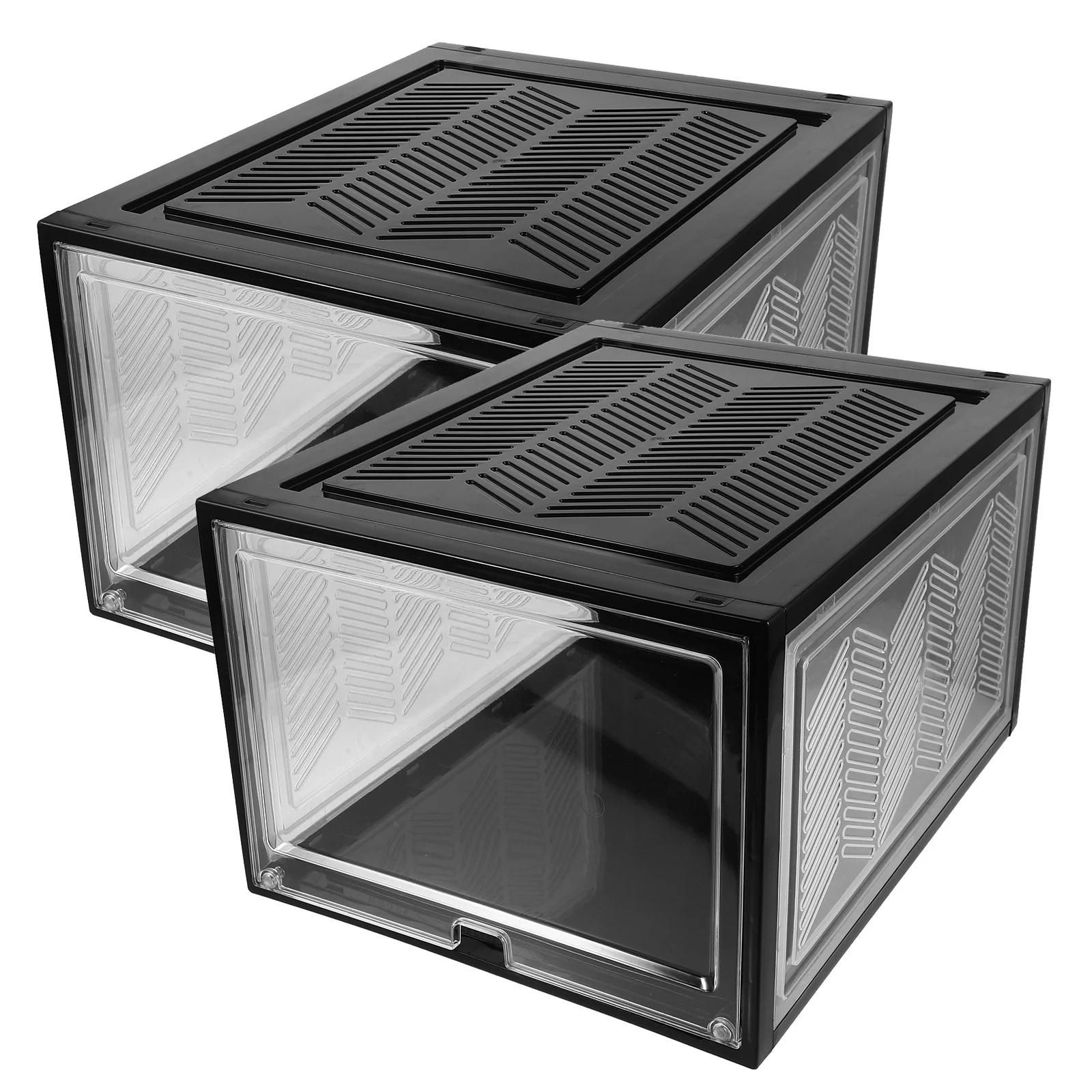 

2pcs Thickened Flip-Top Box Stackable Dustproof Shoe Storage Case For Home Shoe Organizer Cabinet Sneaker Container Box