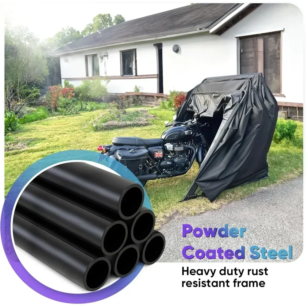 

136"x 54" Motorcycle Storage Shelter with Code Lock & Carry Bag Heavy Duty Vehicle Shed Cover Garage Tent with 2 Roll-Up Side W