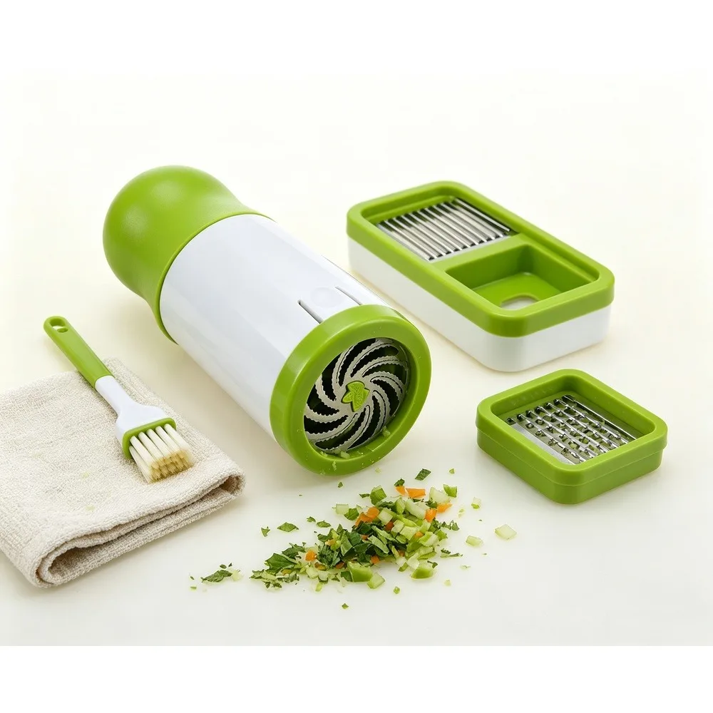 Herb Grinder, Manual Herb Chopper Mill, White & Green Spice Shredder for Cilantro, Parsley, Basil, 1 Pack