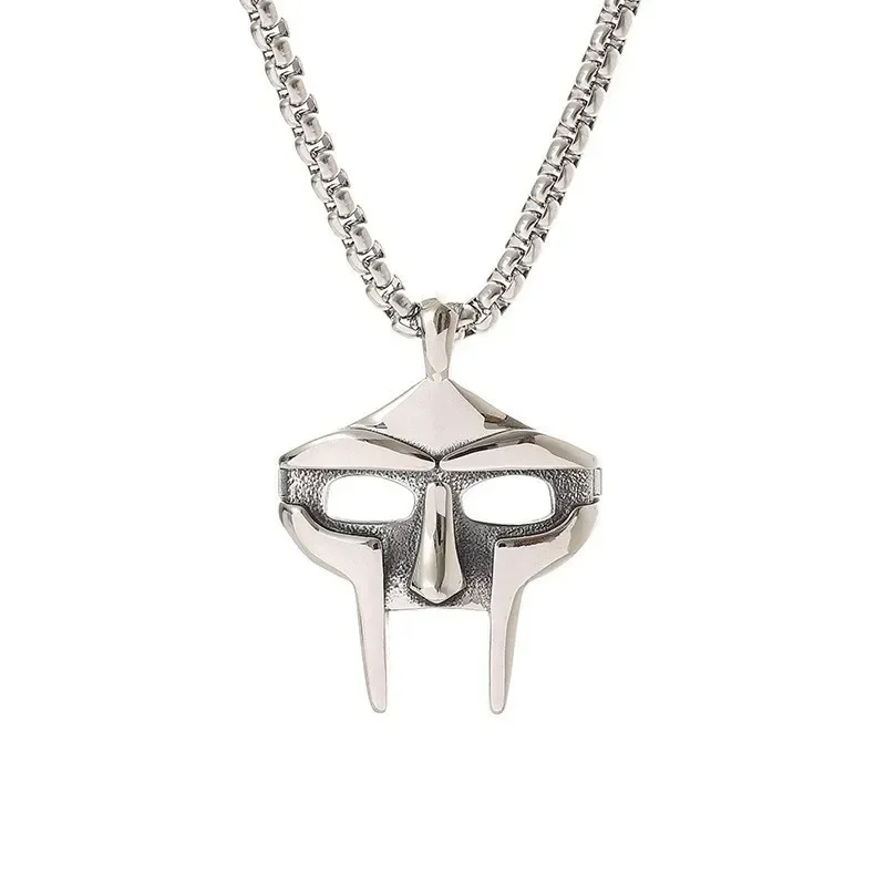 Vintage criativo mf doom máscara pingente para homens hip hop 316l aço inoxidável crânio máscara colar festa jóias presente dropshipping