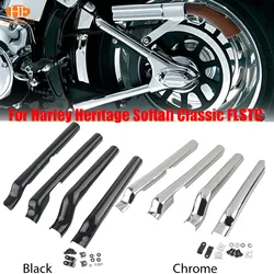For Harley-Davidson Softail Heritage Classic EFI FLSTCI Custom EFI FXSTC Black Chrome Motorcycle Rear Swingarm Tube Covers