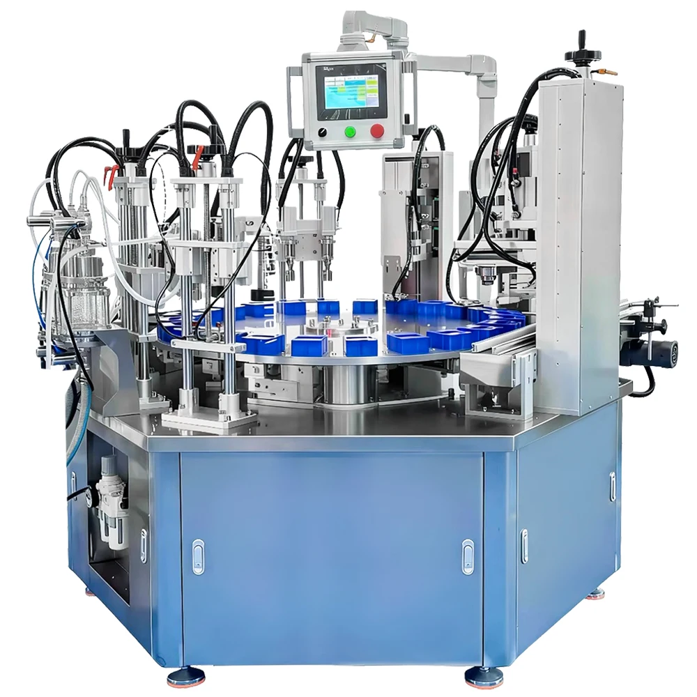 Automatic Rotary Vacuum Filling and Capping Machine for Cream Lotion Serum Perfume Liquid Cosmetic Glass Bottle Filler Capper