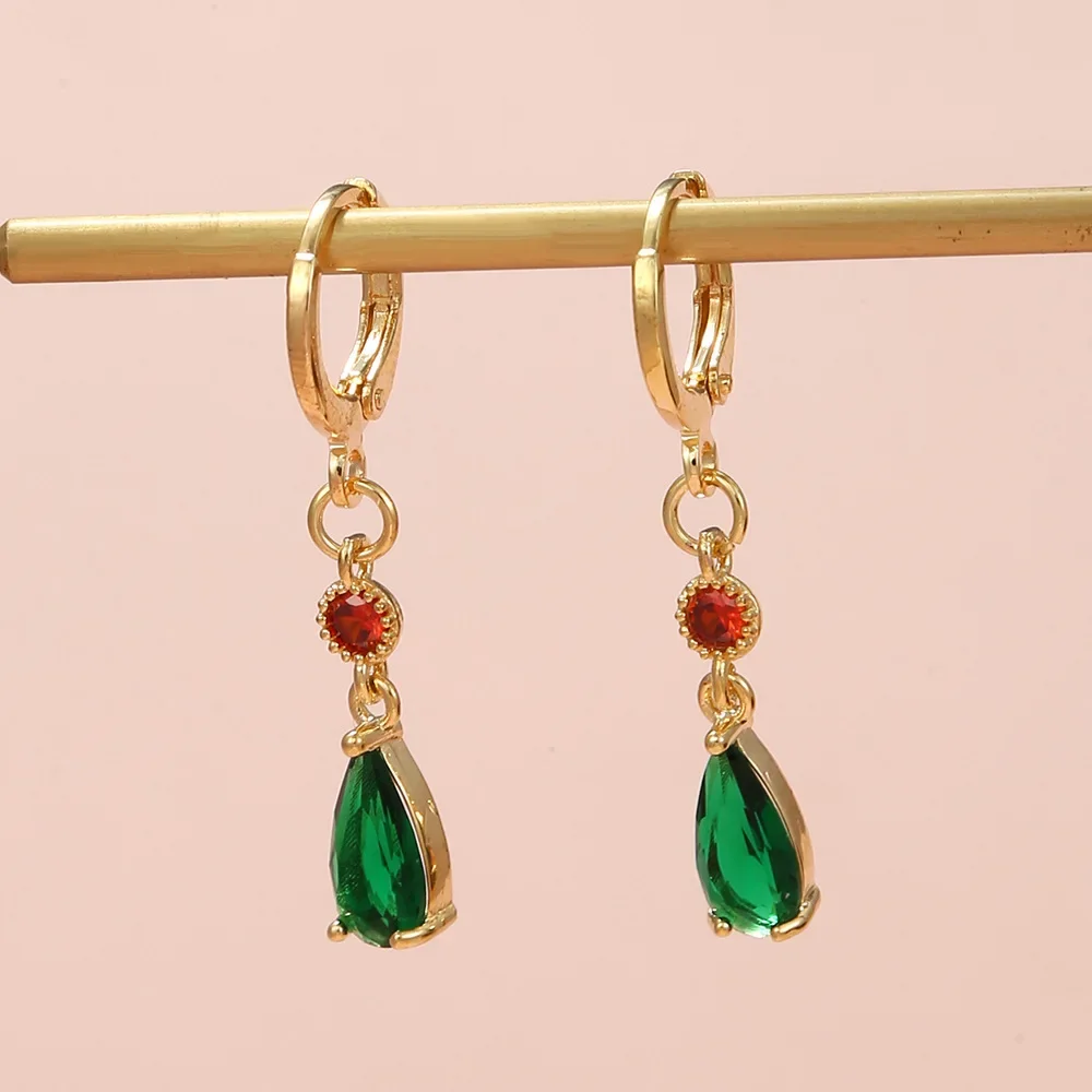 أنيمي تأثيري عواء تتحرك القلعة أقراط المرأة موضة الأخضر كريستال قطرة الماء أقراط مجوهرات الحفلات الإكسسوارات #4