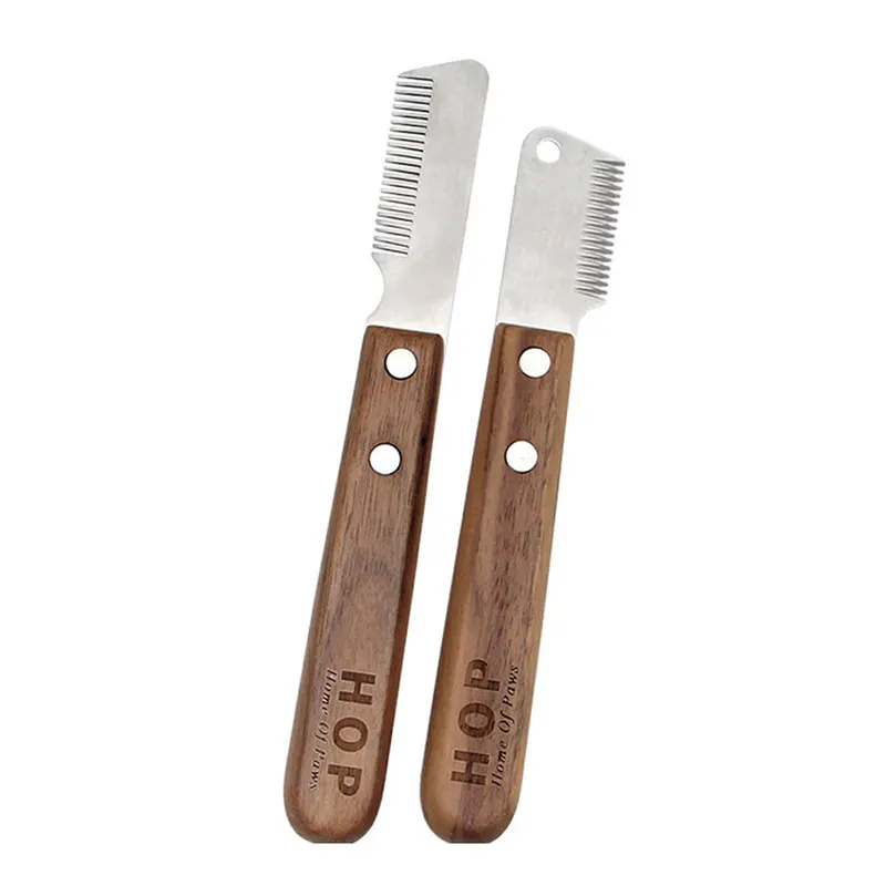 Pet Stainless Steel Grooming Brush For Dogs Cat Comb Coat Stripping Knife Stripper Wooden Handle Cleaning Tool Dog Accessories