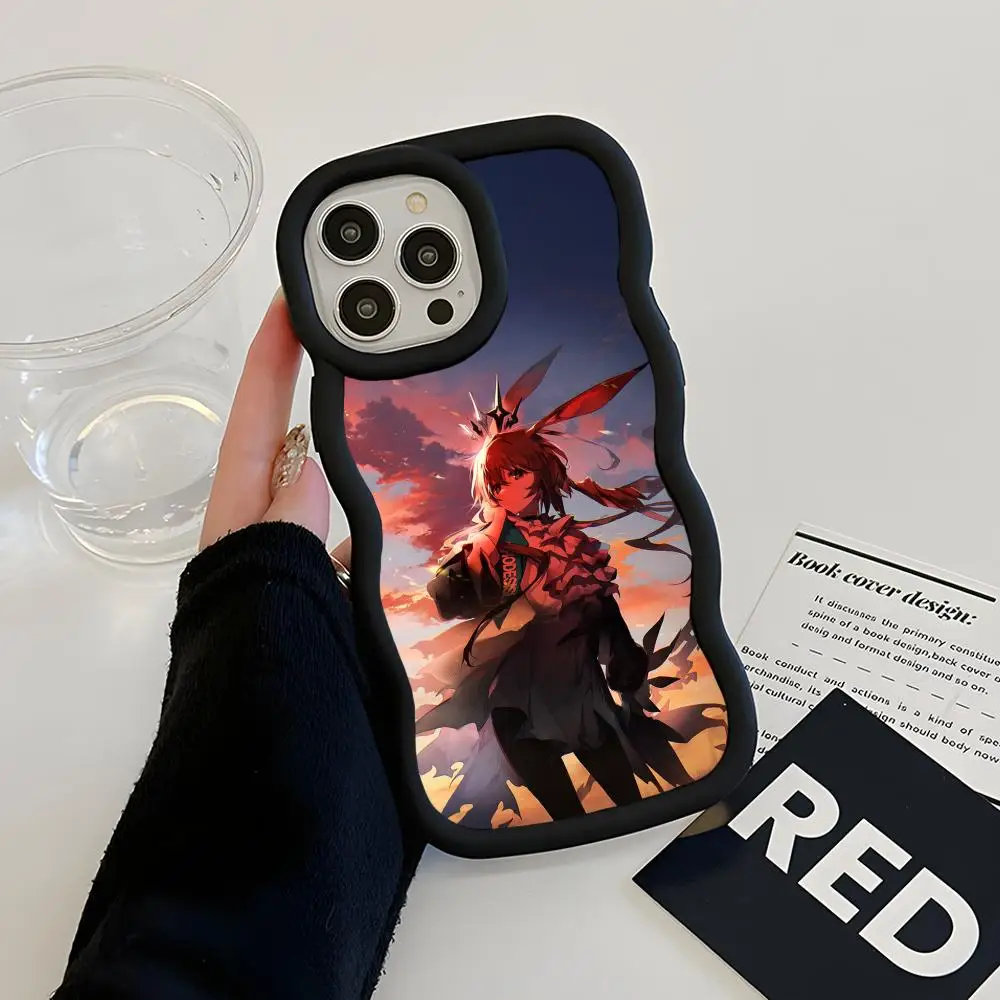 

Arknights Amiya Wavy Edge TPU Mobile Phone Case for iPhone 17 16 15 14 13 12 11 Air Pro Max Plus Colorful Cover