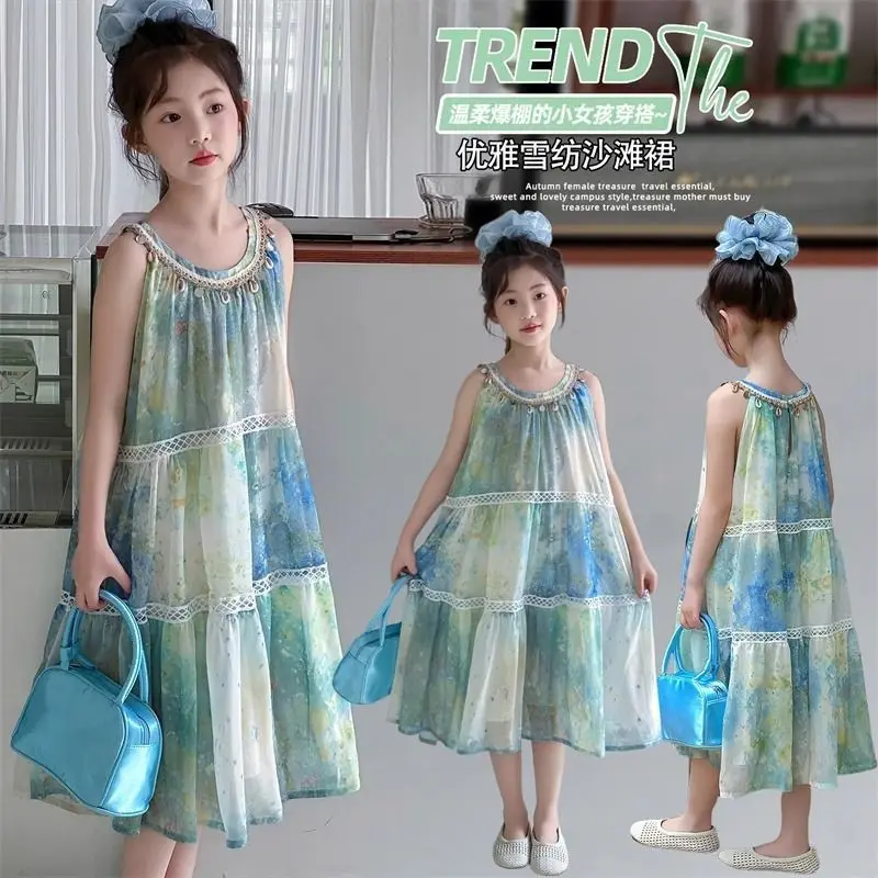 Dress for Girls Yellow O-Neck Fly-Sleeve Tulle Bowknot 8-12 Years Summer Elegant Sweet Style Princess Dress Kids Clothing 6T