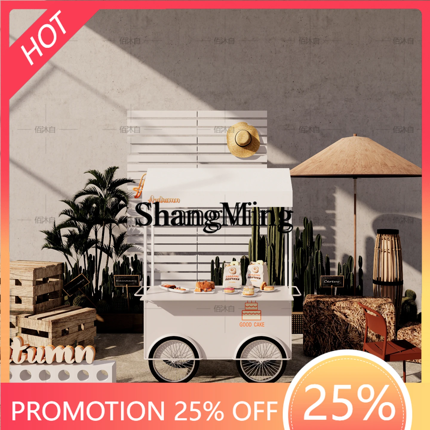 

FG good-looking Market Night Market Stall Car Mobile Trolley Multifunctional Decorative Float