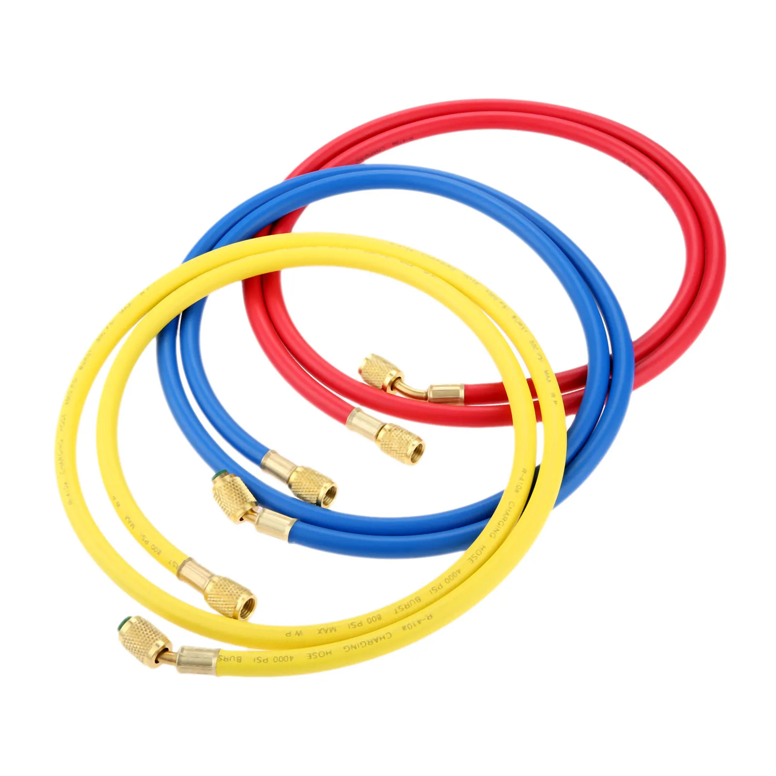 

3Pcs R410A AC Refrigerant Charge Hose with Strong Connectors 1.5m/60inch Hose Brass and Rubber Car Home Air-Conditioning Tools