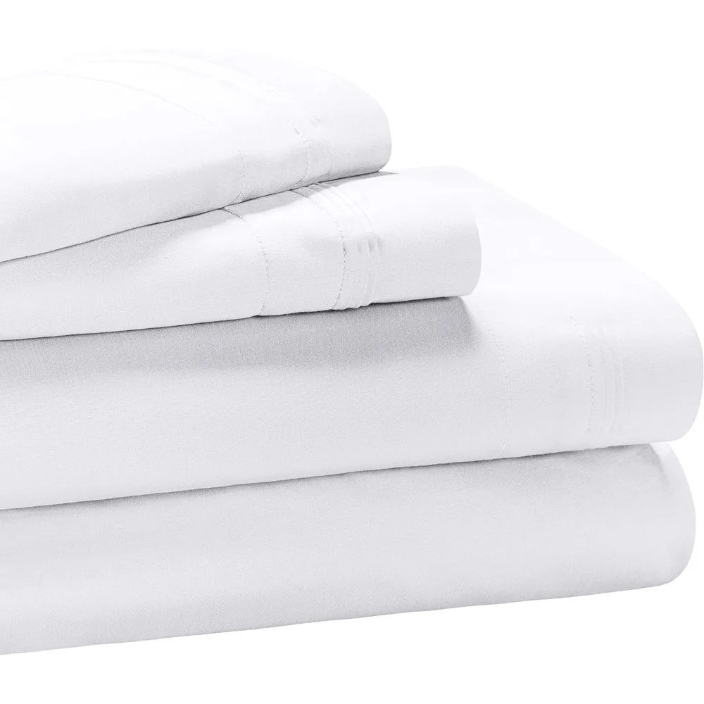 Egyptian Cotton 1000 Thread Count Extra Deep Pocket Sheet Set, Includes 1 Fully Elasticized Fitted Sheet, 1 Flat Sheet,