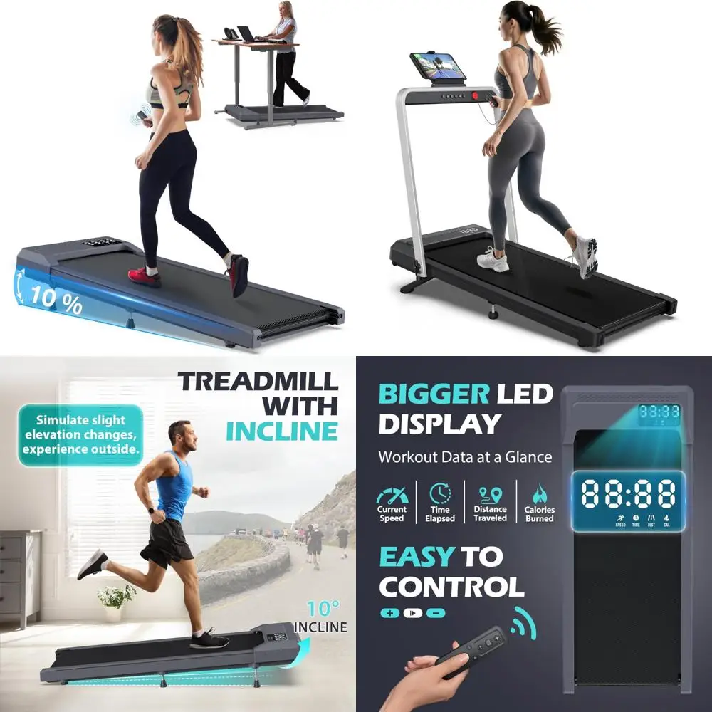 

Foldable Home Office Treadmill with 10% Incline, 320lbs Capacity, Under Desk Walking Pad for Fitness