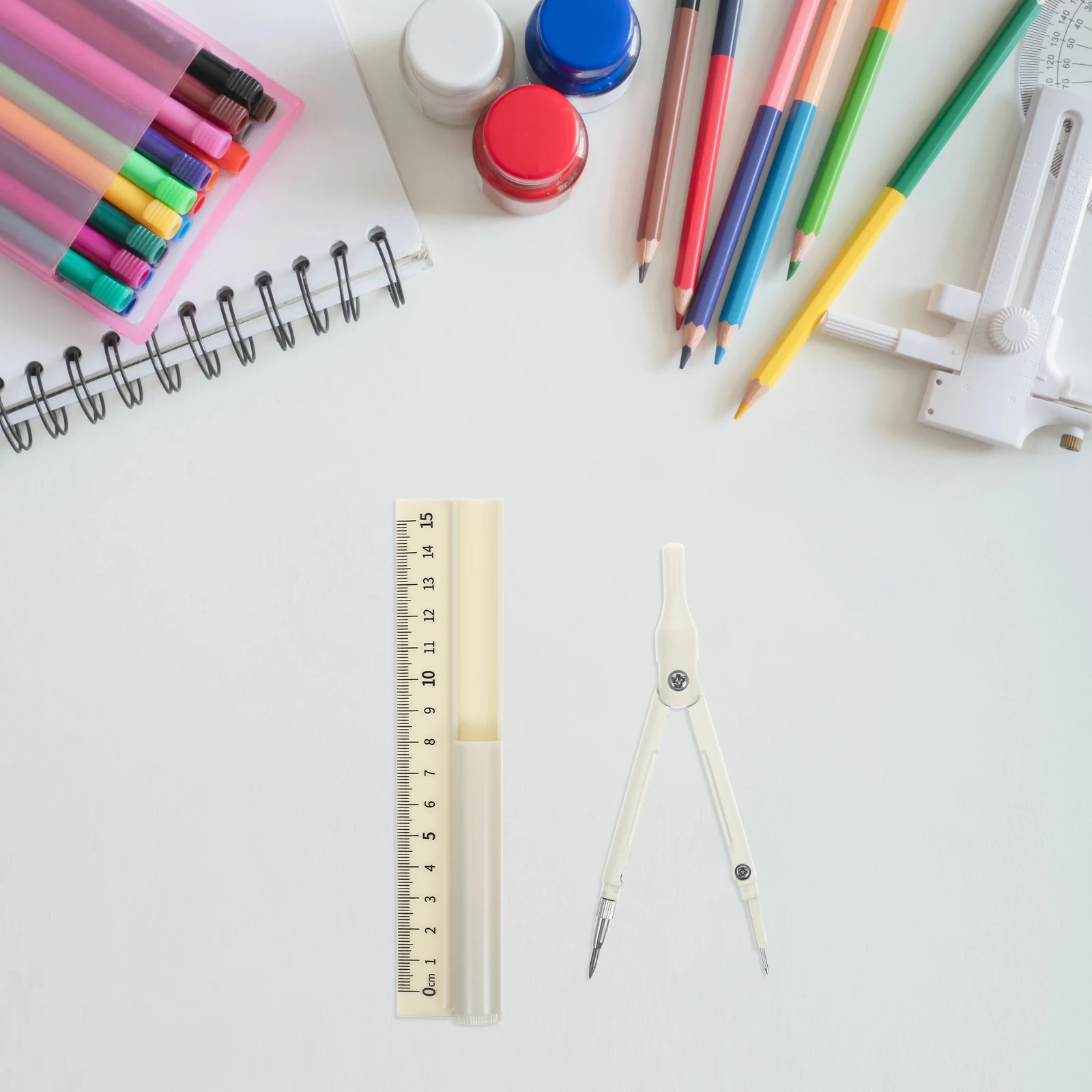 

Multifunctional Compass Ruler Set Yellow High Protractor Compass Set Middle School Supplies Drawing Geometry Tools Portable