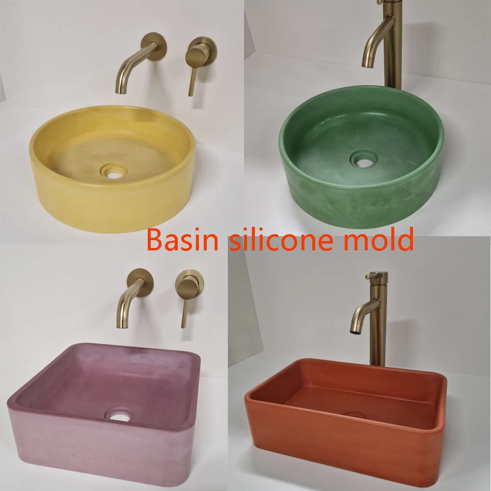 Handmade Basin Pot Silicone Mold for Concrete, Jesmonite Casting, Reusable Durable Sink Mold