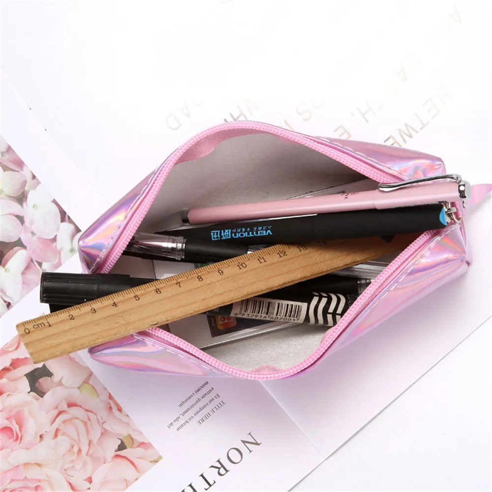 Pencil Case Laser Storage Pouch Simple School Pencil Box Pencil Case Pencil Bag Cosmetic Bags Stationery Supplies