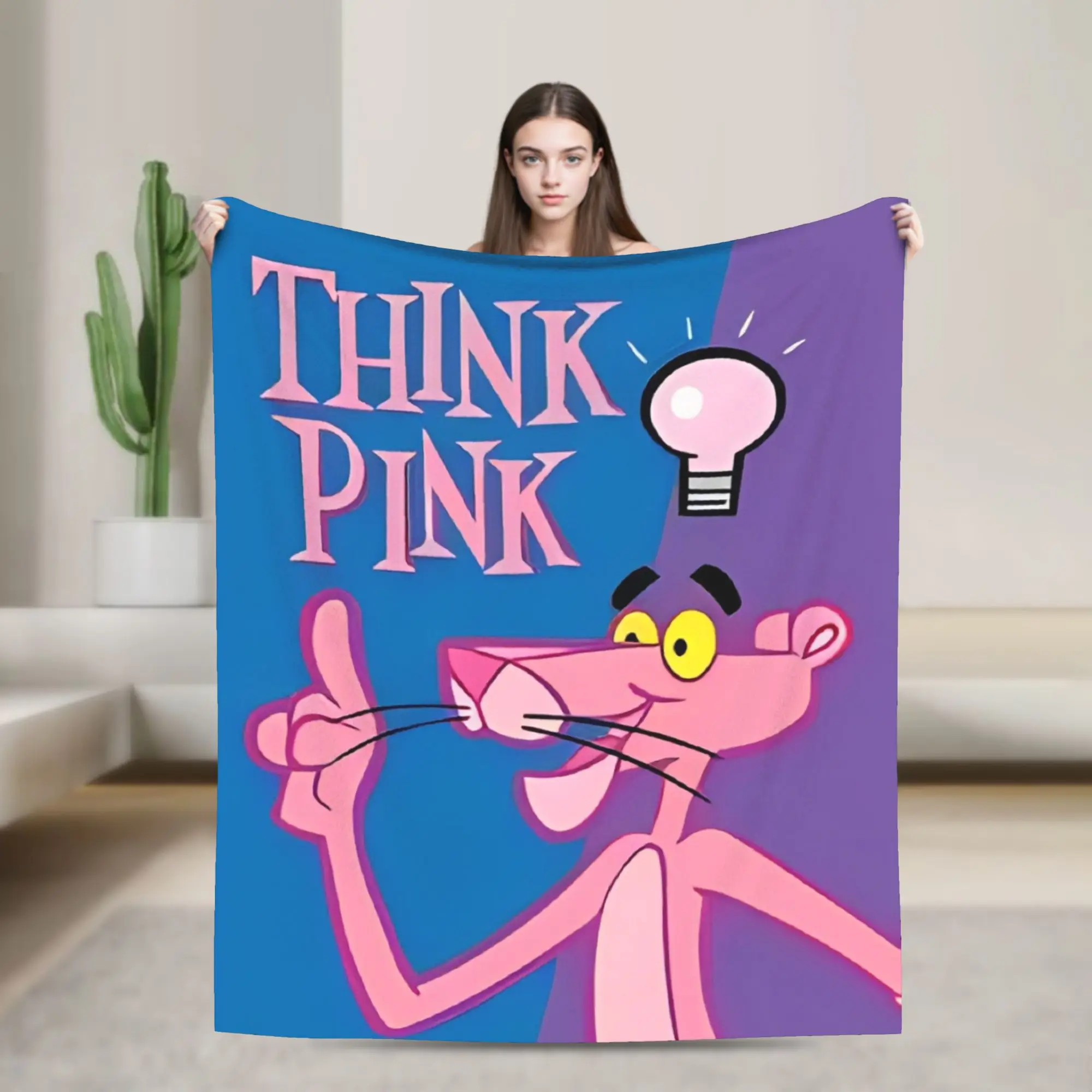 

P-Pink P-Panther Came up with an Idea Blankets Fleece Awesome Breathable Throw Blanket for Bed Sofa Textile Decor,