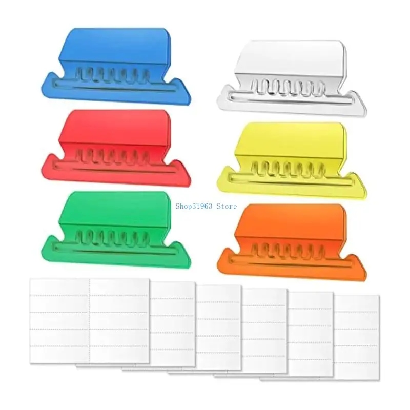 

L4MA Set of 10 File Folder Tabs for Hanging Files Clear Colored Plastic Hanging File Folder Labels 2" Tabs and Inserts