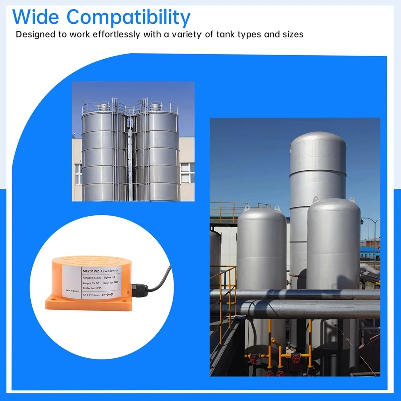 

【T68X】Tuya Smart Zigbee Ultrasonic Water Tank Level Monitor Sensor Real-Time Alerts App Control for IOS & Android US Plug