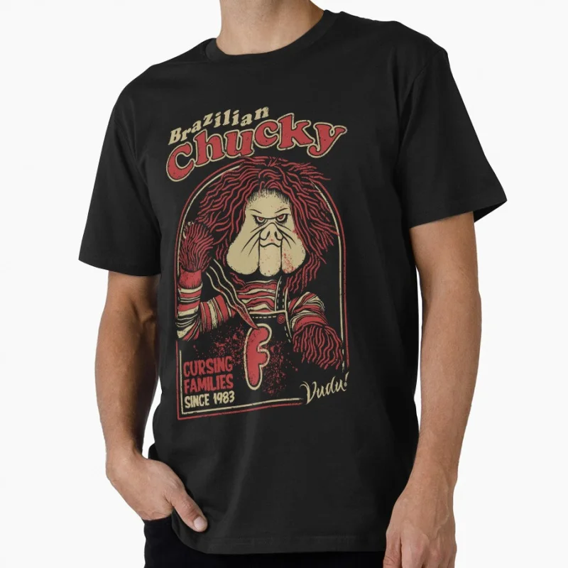 

Brazilian Chucky childs play vintage horror movie Scary Halloween Gift t shirt for men Large size Tops 100% cotton man clothes