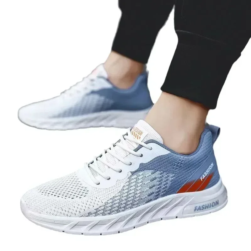 Chaussures de course respirantes en tricot pour hommes, baskets de sport, coussin, salle de sport décontractée, baskets athlétiques, jogging en plein air, chaussures de tennis