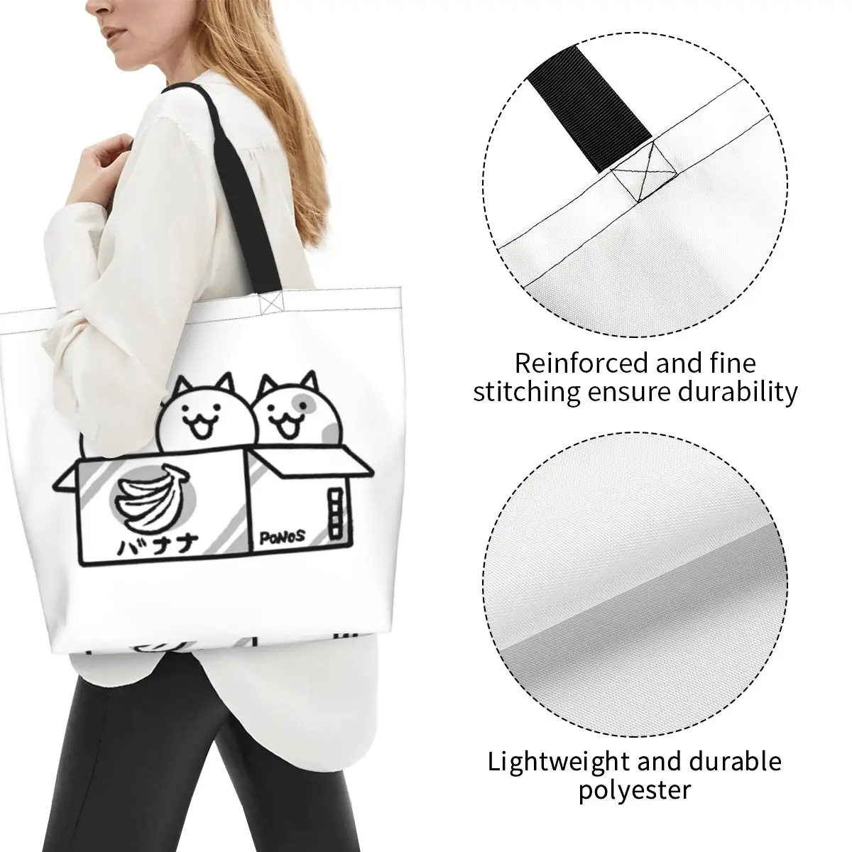 Battle Cats Shopping Tote Bag Canvas Large Capacity Shoulder Bags Shopper Grocery Handbag for Women