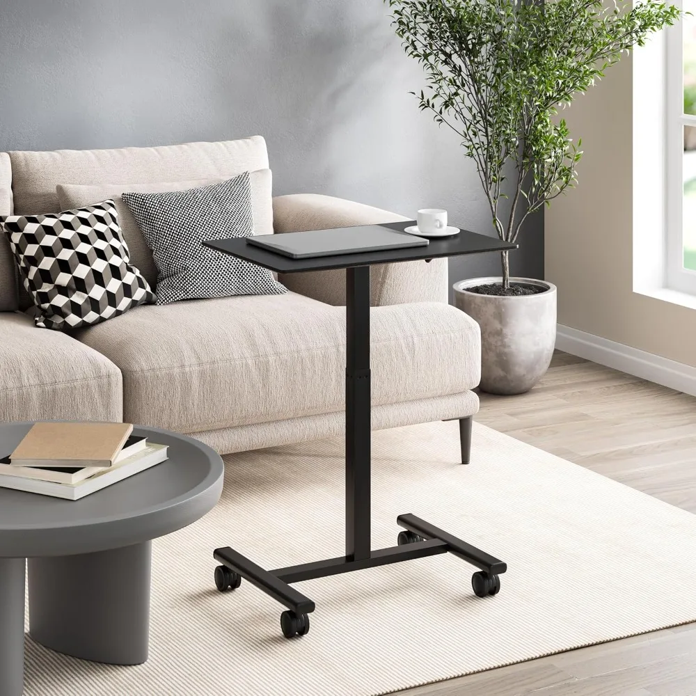 Airlift Height Adjustable Pneumatic Laptop Sit Stand Desk Mobile Rolling Cart, Computer Workstation