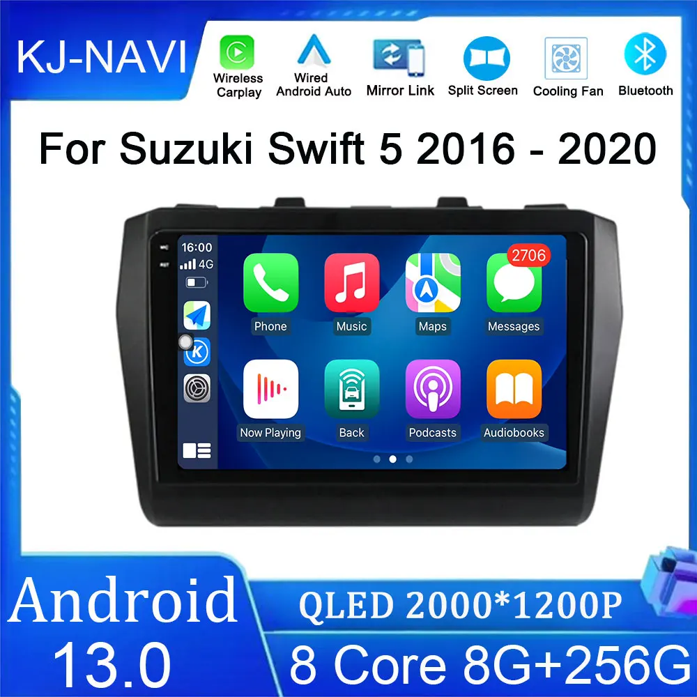 

9'' 8G 256G For Suzuki Swift 5 2016 - 2020 Android 13 Car Multimedia player Navigation GPS WIFI Carplay Auto DSP RDS BT5.0